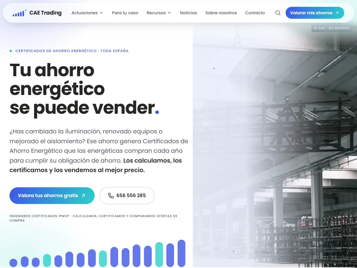 Captura de la web de CAE Trading