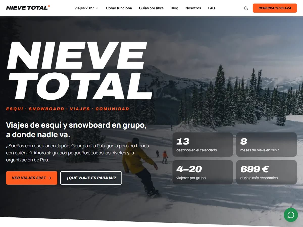 Captura de la web de NieveTotal